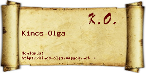 Kincs Olga névjegykártya