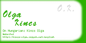 olga kincs business card